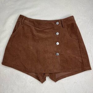 Brown Corduroy Women Shorts